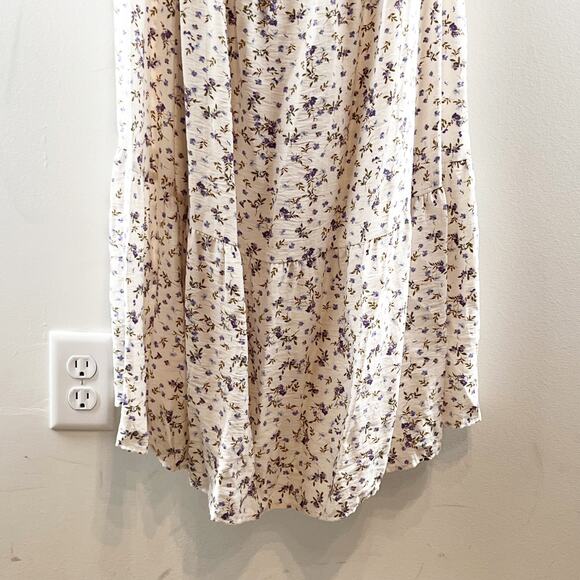 MINKPINK Hailey Floral Puff Sleeve Cutout Midi Dress White Purple XL - Picture 13 of 16